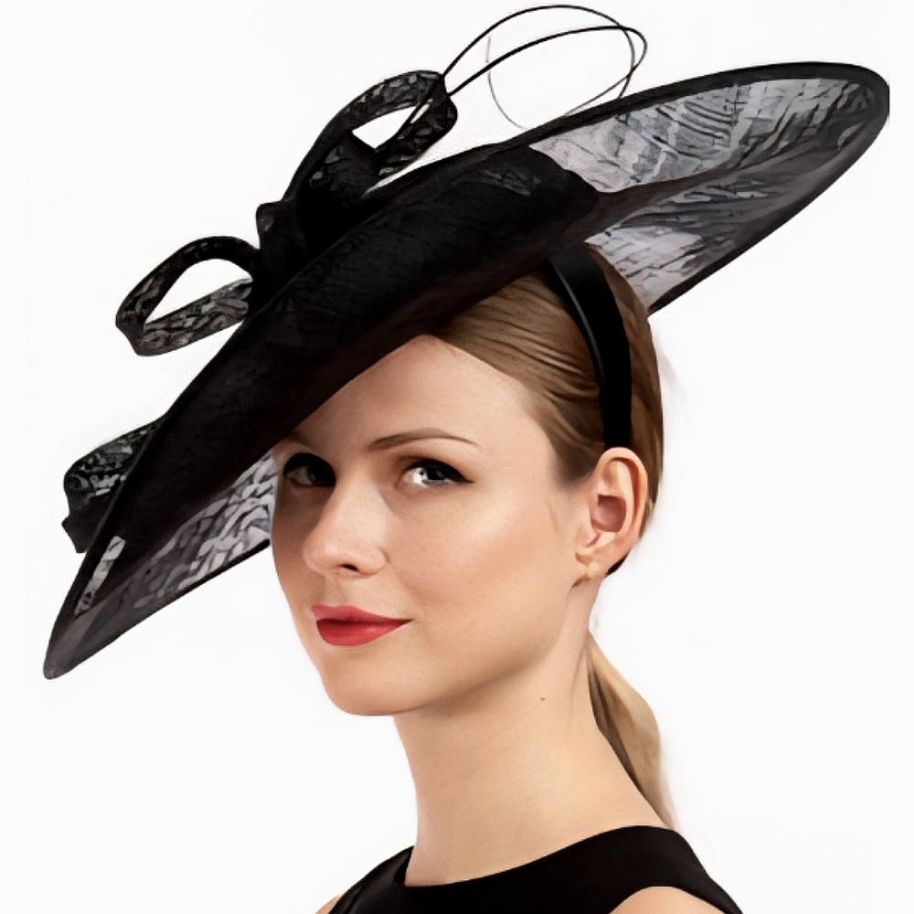 Elegant Stunning Black Beloved Millinery Fascinator Church Brunch Tea Funeral